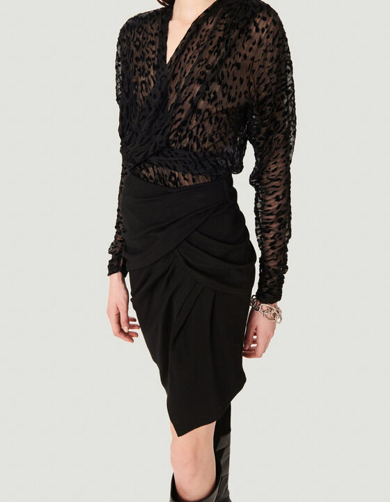 LENY DRAPE FRONT LEOPARD PRINT TOP